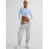 imageTrendy Queen Womens Long Sleeve Crop Tops Basic Ribbed Slim Fitted Shirts Casual Fall Fashion Y2k Teen Girl ClothesLight Blue