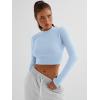 imageTrendy Queen Womens Long Sleeve Crop Tops Basic Ribbed Slim Fitted Shirts Casual Fall Fashion Y2k Teen Girl ClothesLight Blue