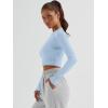imageTrendy Queen Womens Long Sleeve Crop Tops Basic Ribbed Slim Fitted Shirts Casual Fall Fashion Y2k Teen Girl ClothesLight Blue