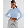 imageTrendy Queen Womens Long Sleeve Crop Tops Basic Ribbed Slim Fitted Shirts Casual Fall Fashion Y2k Teen Girl ClothesLight Blue