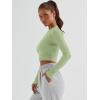 imageTrendy Queen Womens Long Sleeve Crop Tops Basic Ribbed Slim Fitted Shirts Casual Fall Fashion Y2k Teen Girl ClothesLight Green