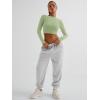 imageTrendy Queen Womens Long Sleeve Crop Tops Basic Ribbed Slim Fitted Shirts Casual Fall Fashion Y2k Teen Girl ClothesLight Green