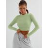 imageTrendy Queen Womens Long Sleeve Crop Tops Basic Ribbed Slim Fitted Shirts Casual Fall Fashion Y2k Teen Girl ClothesLight Green