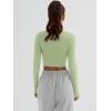 imageTrendy Queen Womens Long Sleeve Crop Tops Basic Ribbed Slim Fitted Shirts Casual Fall Fashion Y2k Teen Girl ClothesLight Green