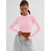 imageTrendy Queen Womens Long Sleeve Crop Tops Basic Ribbed Slim Fitted Shirts Casual Fall Fashion Y2k Teen Girl ClothesPink