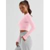 imageTrendy Queen Womens Long Sleeve Crop Tops Basic Ribbed Slim Fitted Shirts Casual Fall Fashion Y2k Teen Girl ClothesPink