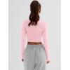 imageTrendy Queen Womens Long Sleeve Crop Tops Basic Ribbed Slim Fitted Shirts Casual Fall Fashion Y2k Teen Girl ClothesPink