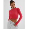 imageTrendy Queen Womens Long Sleeve Crop Tops Basic Ribbed Slim Fitted Shirts Casual Fall Fashion Y2k Teen Girl ClothesRed