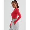 imageTrendy Queen Womens Long Sleeve Crop Tops Basic Ribbed Slim Fitted Shirts Casual Fall Fashion Y2k Teen Girl ClothesRed