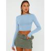 imageTrendy Queen Womens Long Sleeve Crop Tops Basic Slim Fitted Shirts Casual Fashion 2025 Going Out Y2k Tops Teen Girl ClothesBaby Blue