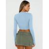 imageTrendy Queen Womens Long Sleeve Crop Tops Basic Slim Fitted Shirts Casual Fashion 2025 Going Out Y2k Tops Teen Girl ClothesBaby Blue