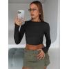 imageTrendy Queen Womens Long Sleeve Crop Tops Basic Slim Fitted Shirts Casual Fashion 2025 Going Out Y2k Tops Teen Girl ClothesBlack