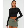 imageTrendy Queen Womens Long Sleeve Crop Tops Basic Slim Fitted Shirts Casual Fashion 2025 Going Out Y2k Tops Teen Girl ClothesBlack