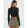 imageTrendy Queen Womens Long Sleeve Crop Tops Basic Slim Fitted Shirts Casual Fashion 2025 Going Out Y2k Tops Teen Girl ClothesBlack