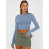 imageTrendy Queen Womens Long Sleeve Crop Tops Basic Slim Fitted Shirts Casual Fashion 2025 Going Out Y2k Tops Teen Girl ClothesBlue Gray