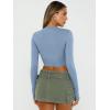 imageTrendy Queen Womens Long Sleeve Crop Tops Basic Slim Fitted Shirts Casual Fashion 2025 Going Out Y2k Tops Teen Girl ClothesBlue Gray