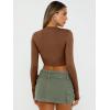 imageTrendy Queen Womens Long Sleeve Crop Tops Basic Slim Fitted Shirts Casual Fashion 2025 Going Out Y2k Tops Teen Girl ClothesBrown