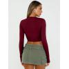 imageTrendy Queen Womens Long Sleeve Crop Tops Basic Slim Fitted Shirts Casual Fashion 2025 Going Out Y2k Tops Teen Girl ClothesBurgundy
