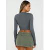 imageTrendy Queen Womens Long Sleeve Crop Tops Basic Slim Fitted Shirts Casual Fashion 2025 Going Out Y2k Tops Teen Girl ClothesGray