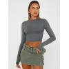 imageTrendy Queen Womens Long Sleeve Crop Tops Basic Slim Fitted Shirts Casual Fashion 2025 Going Out Y2k Tops Teen Girl ClothesGray