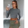 imageTrendy Queen Womens Long Sleeve Crop Tops Basic Slim Fitted Shirts Casual Fashion 2025 Going Out Y2k Tops Teen Girl ClothesGray