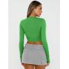 imageTrendy Queen Womens Long Sleeve Crop Tops Basic Slim Fitted Shirts Casual Fashion 2025 Going Out Y2k Tops Teen Girl ClothesGreen