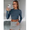 imageTrendy Queen Womens Long Sleeve Crop Tops Basic Slim Fitted Shirts Casual Fashion 2025 Going Out Y2k Tops Teen Girl ClothesHaze Blue
