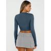 imageTrendy Queen Womens Long Sleeve Crop Tops Basic Slim Fitted Shirts Casual Fashion 2025 Going Out Y2k Tops Teen Girl ClothesHaze Blue