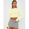 imageTrendy Queen Womens Long Sleeve Crop Tops Basic Slim Fitted Shirts Casual Fashion 2025 Going Out Y2k Tops Teen Girl ClothesLemon Yellow