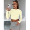 imageTrendy Queen Womens Long Sleeve Crop Tops Basic Slim Fitted Shirts Casual Fashion 2025 Going Out Y2k Tops Teen Girl ClothesLemon Yellow