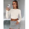 imageTrendy Queen Womens Long Sleeve Crop Tops Basic Slim Fitted Shirts Casual Fashion 2025 Going Out Y2k Tops Teen Girl ClothesLight Apricot