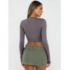 imageTrendy Queen Womens Long Sleeve Crop Tops Basic Slim Fitted Shirts Casual Fashion 2025 Going Out Y2k Tops Teen Girl ClothesLight Gray