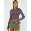 imageTrendy Queen Womens Long Sleeve Crop Tops Basic Slim Fitted Shirts Casual Fashion 2025 Going Out Y2k Tops Teen Girl ClothesLight Gray