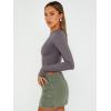 imageTrendy Queen Womens Long Sleeve Crop Tops Basic Slim Fitted Shirts Casual Fashion 2025 Going Out Y2k Tops Teen Girl ClothesLight Gray