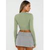 imageTrendy Queen Womens Long Sleeve Crop Tops Basic Slim Fitted Shirts Casual Fashion 2025 Going Out Y2k Tops Teen Girl ClothesLight Green