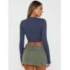 imageTrendy Queen Womens Long Sleeve Crop Tops Basic Slim Fitted Shirts Casual Fashion 2025 Going Out Y2k Tops Teen Girl ClothesNavy