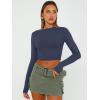 imageTrendy Queen Womens Long Sleeve Crop Tops Basic Slim Fitted Shirts Casual Fashion 2025 Going Out Y2k Tops Teen Girl ClothesNavy