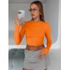 imageTrendy Queen Womens Long Sleeve Crop Tops Basic Slim Fitted Shirts Casual Fashion 2025 Going Out Y2k Tops Teen Girl ClothesOrange