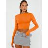 imageTrendy Queen Womens Long Sleeve Crop Tops Basic Slim Fitted Shirts Casual Fashion 2025 Going Out Y2k Tops Teen Girl ClothesOrange