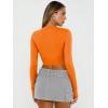 imageTrendy Queen Womens Long Sleeve Crop Tops Basic Slim Fitted Shirts Casual Fashion 2025 Going Out Y2k Tops Teen Girl ClothesOrange