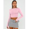 imageTrendy Queen Womens Long Sleeve Crop Tops Basic Slim Fitted Shirts Casual Fashion 2025 Going Out Y2k Tops Teen Girl ClothesPink