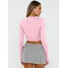 imageTrendy Queen Womens Long Sleeve Crop Tops Basic Slim Fitted Shirts Casual Fashion 2025 Going Out Y2k Tops Teen Girl ClothesPink