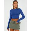 imageTrendy Queen Womens Long Sleeve Crop Tops Basic Slim Fitted Shirts Casual Fashion 2025 Going Out Y2k Tops Teen Girl ClothesRoyal Blue