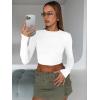 imageTrendy Queen Womens Long Sleeve Crop Tops Basic Slim Fitted Shirts Casual Fashion 2025 Going Out Y2k Tops Teen Girl ClothesWhite