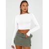 imageTrendy Queen Womens Long Sleeve Crop Tops Basic Slim Fitted Shirts Casual Fashion 2025 Going Out Y2k Tops Teen Girl ClothesWhite