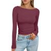 imageTrendy Queen Womens Boat Neck Tops Long Sleeve Shirts Casual Fitted Tee Shirts Solid Color Fall Basic ClothesWinered