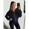imageTrendy Queen Hoodies for Women Full Zip Up Cropped Sweatshirts Jackets Casual Comfy Gym Tops Fall Outfits Winter Clothes 2024Black