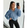 imageTrendy Queen Hoodies for Women Full Zip Up Cropped Sweatshirts Jackets Casual Comfy Gym Tops Fall Outfits Winter Clothes 2024Blue