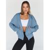 imageTrendy Queen Hoodies for Women Full Zip Up Cropped Sweatshirts Jackets Casual Comfy Gym Tops Fall Outfits Winter Clothes 2024Blue