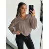 imageTrendy Queen Hoodies for Women Full Zip Up Cropped Sweatshirts Jackets Casual Comfy Gym Tops Fall Outfits Winter Clothes 2024Coffegrey